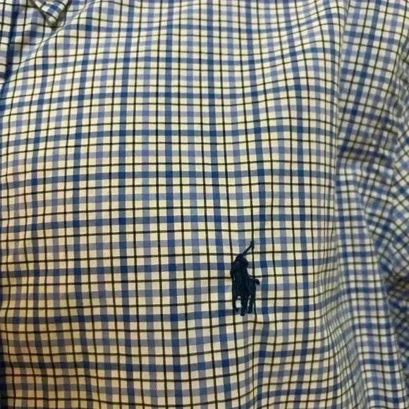 Ralph Lauren Men’s StretchButton Up Blue Gingham Dress Shirt. XL. Preowned. - Picture 3 of 5